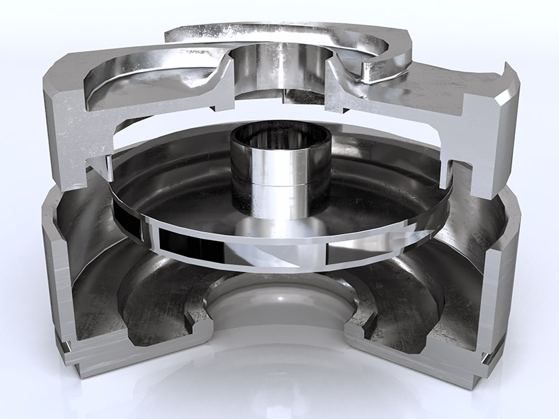 Low-flow ESP pump stage cutaway view