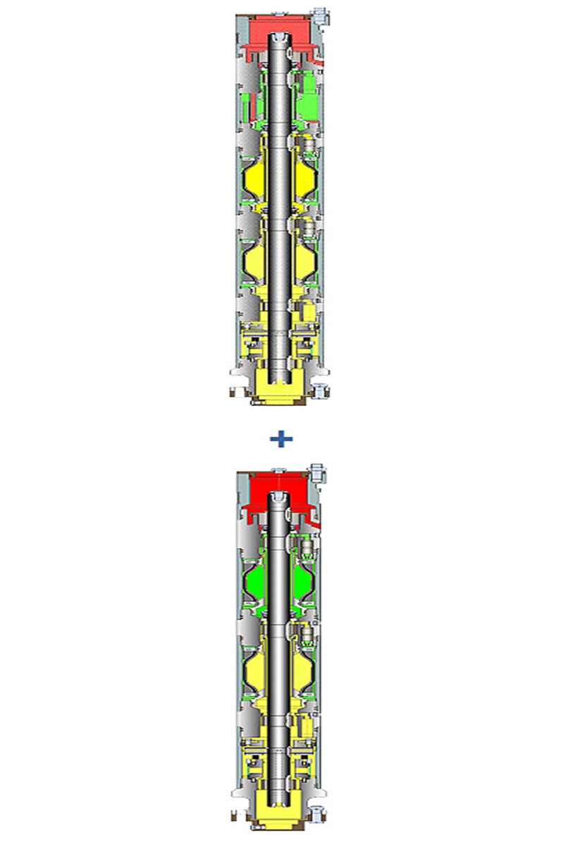 Cutaway illustration of tandem ESP connectors