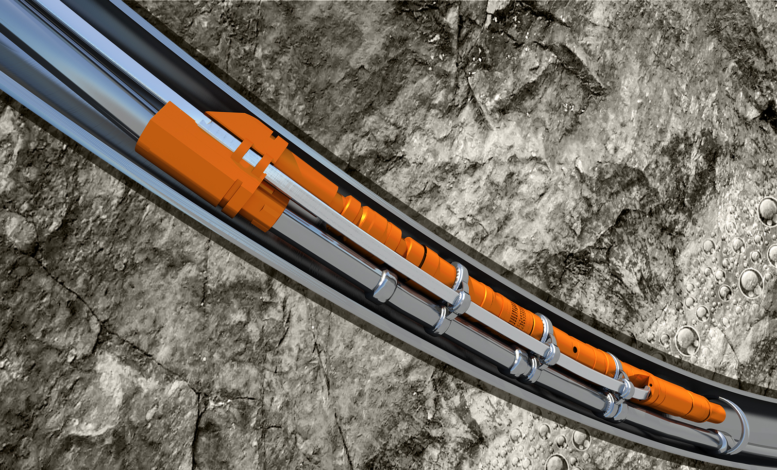 3D render of a Y-tool ESP bypass system in hole